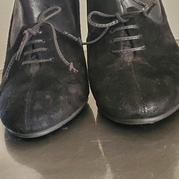 All Saints Black Jacks Place Suede & Leather Lace Up Ankle Heel bootie  7 - Picture 5 of 12